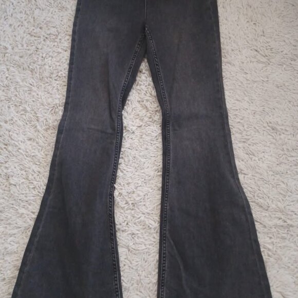Free People Black Flare Jeans Women’s Size 28 Stretch High Rise Jegging Pull-On - Picture 3 of 10